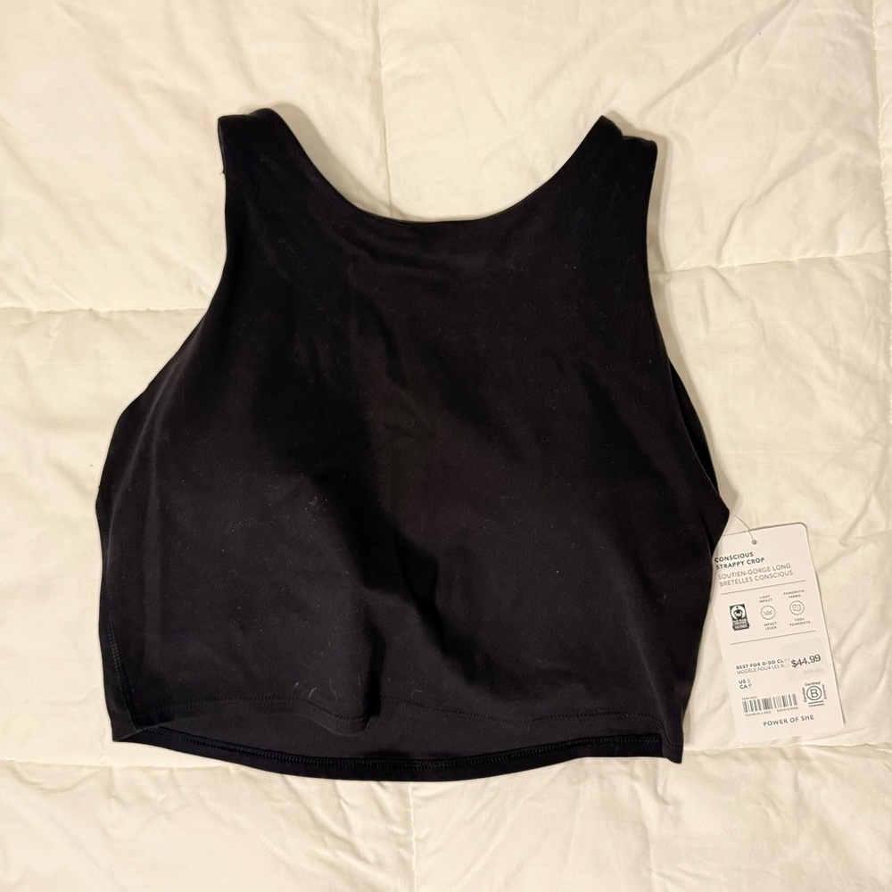 Athleta Black Sleeveless Conscious Strappy Crop size small best for d-dd cups